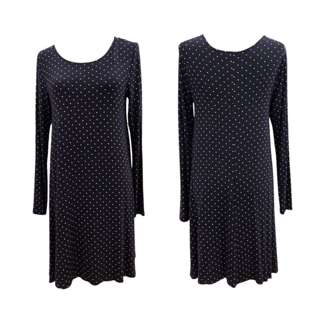 Old Navy Polka Dot Swing Dress Black White Size M Flowy Casual Vintage‎ Look